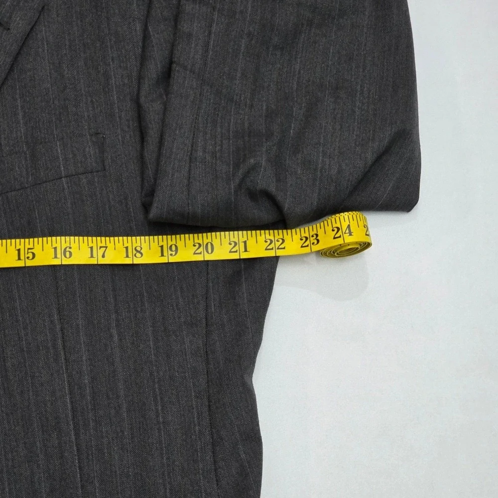 Hickey Freeman Nordstrom Mens 44L Wool Pinstripe Blazer Jacket Charcoal Grey 44L